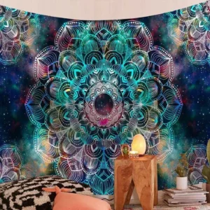 Galaxy Mandala Wall Hanging – Cosmic Boho Digital Print Tapestry | Mystic Mandala Studio