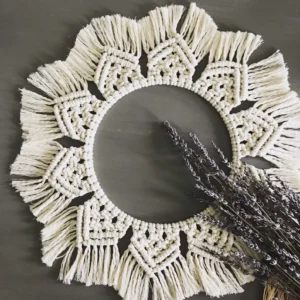 Handcrafted Macramé Mandala Wall Hanging – Boho Fringe Cotton Decor