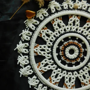 Handwoven Dual-Tone Macramé Mandala Wall Hanging – Boho Round Decor