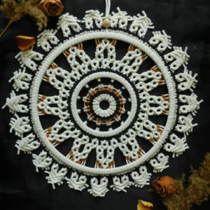 Handwoven Dual-Tone Macramé Mandala Wall Hanging – Boho Round Decor