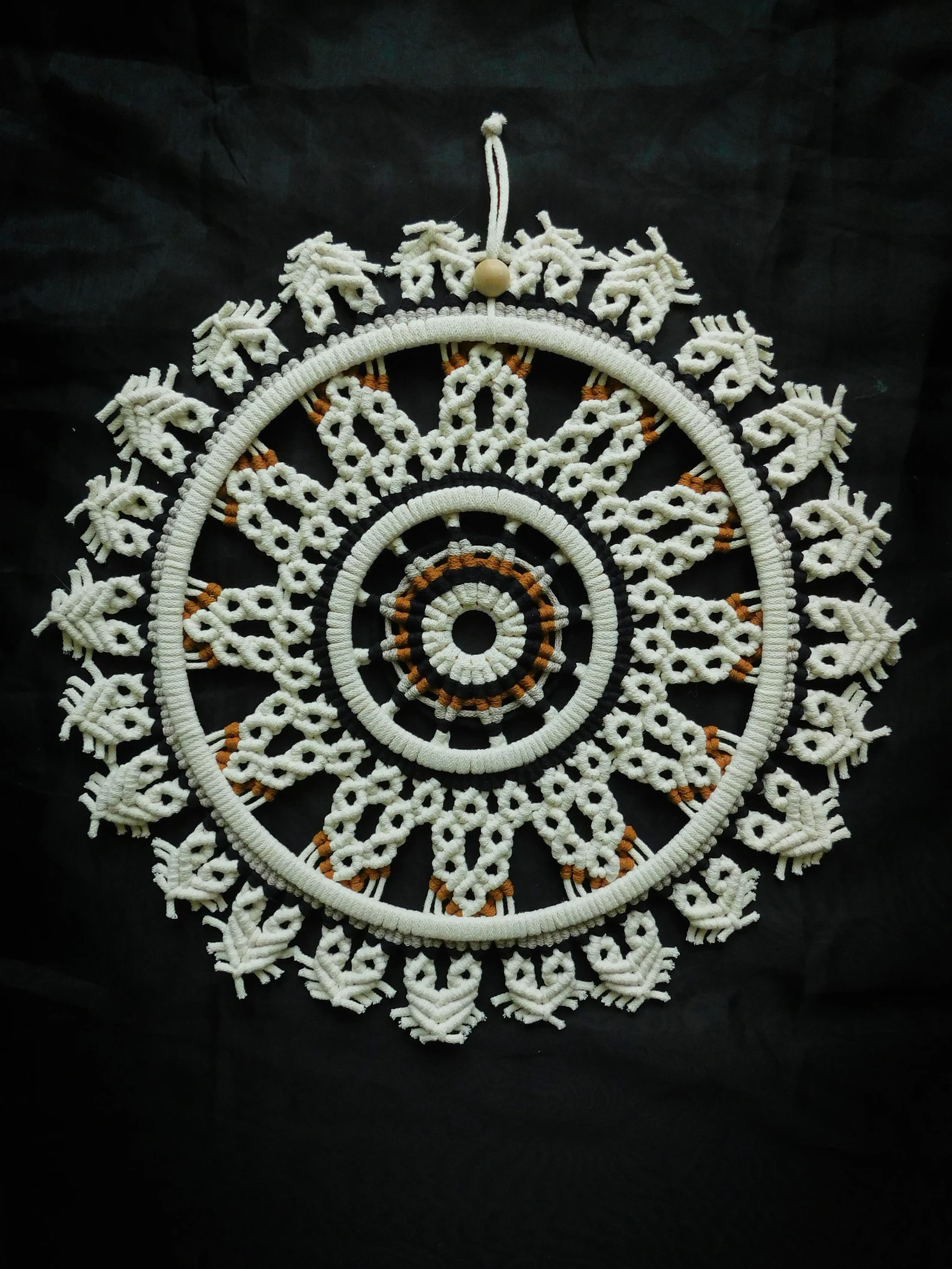 Handwoven Dual-Tone Macramé Mandala Wall Hanging – Boho Round Decor - Image 3