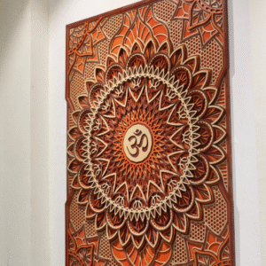Sacred “ॐ (Om)” Wooden Mandala Wall Art – Layered Geometric Design (24 x 36 in)