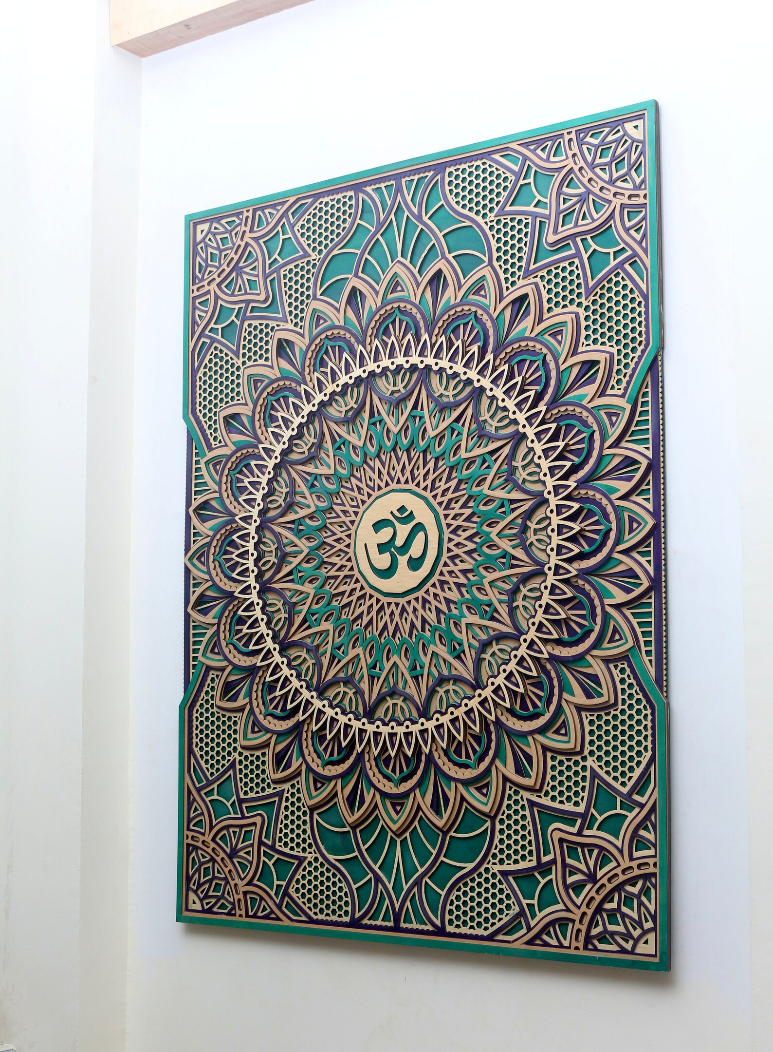 Om Mandala Wooden Wall Hanging