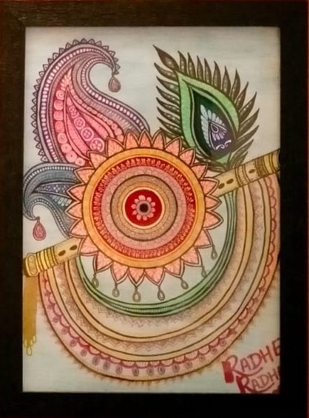 Shiv–Shakti & Radhe Radhe Mandala Art Frame Set (Set of 2) | Handmade Spiritual Wall Décor - Image 3